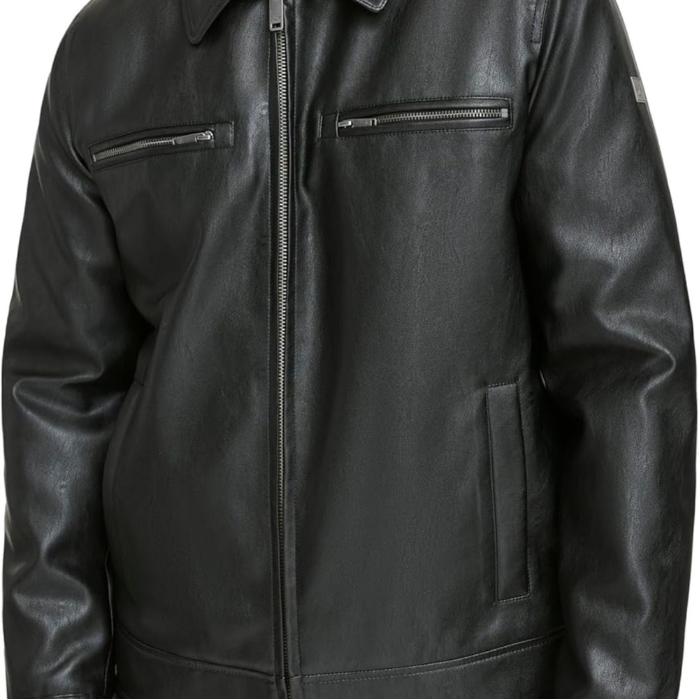 Men's Black Leather Dockers Jacket Nwt Size 4xl